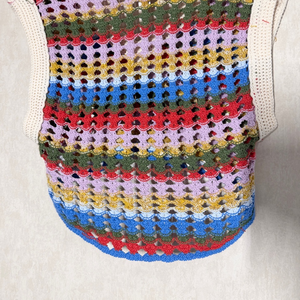 BDG Urban Outfitters Women’s Crochet Knit Tank Top V-Neck Crop Pullover Stripe S - Picture 8 of 12